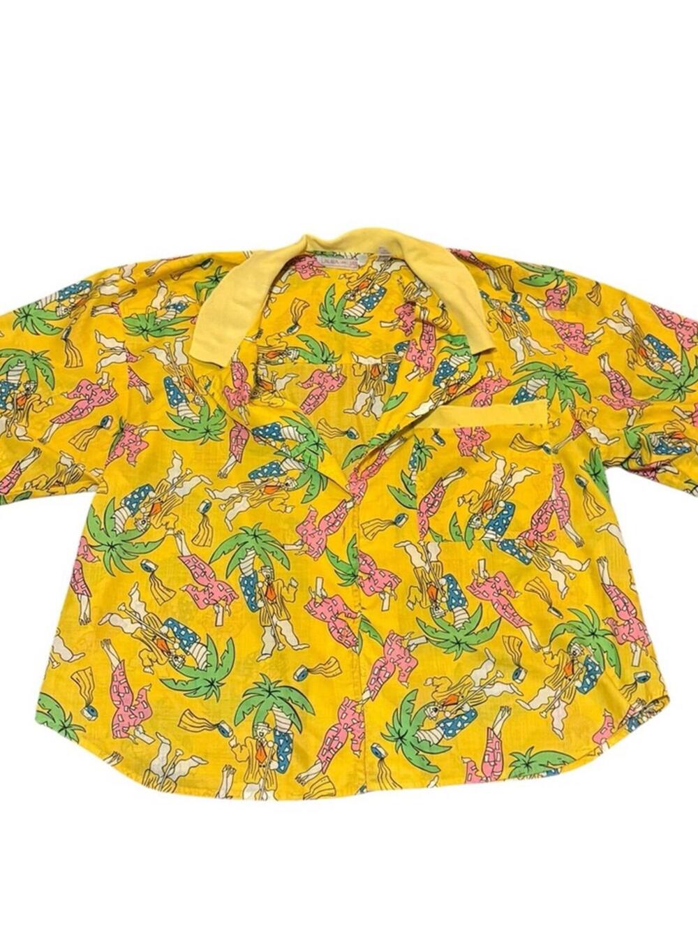 Vintage Tropical Print Safety-Pin Top – Size M